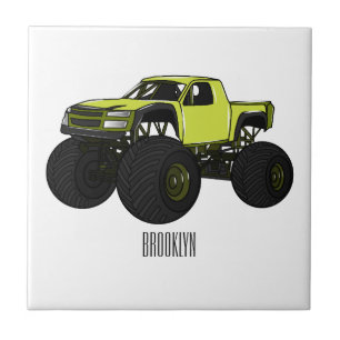 Monster truck cartoon illustration tile