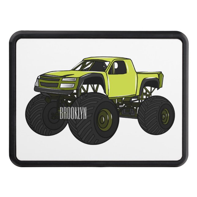 Monster truck cartoon illustration trailer hitch cover (Front)