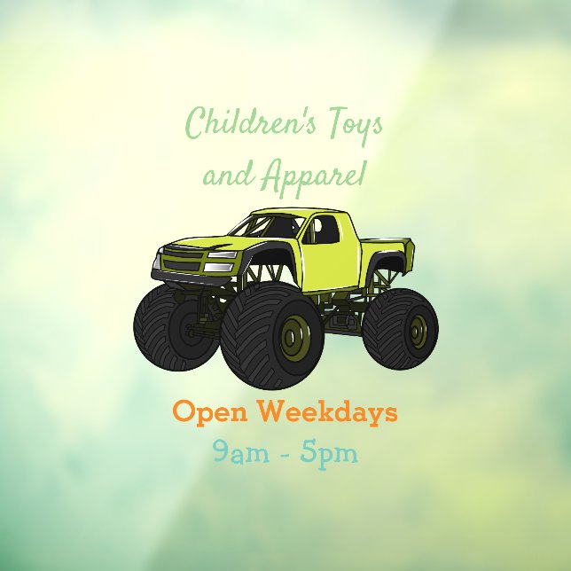 Monster truck cartoon illustration window cling (Sheet 3)