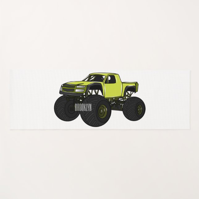 Monster truck cartoon illustration yoga mat (Front (Horizontal))