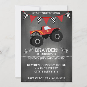 Monster Truck Chalkboard Invitation d'anniversaire