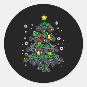 Monster Truck Christmas Tree Xmas Boys Toddler Kid Classic Round Sticker