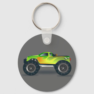 Monster Truck. Cool and colorful modified Pick up Keychain