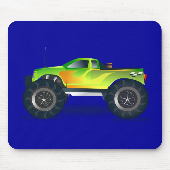 Monster Truck. Cool and colourful modified Pick up Mouse Pad (Front)