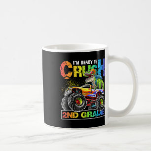 Monster Truck Crush 2nd Grade Dinosaur Boys Back t Coffee Mug