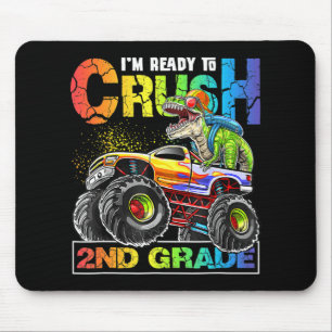 Monster Truck Crush 2nd Grade Dinosaur Boys Back t Mouse Pad