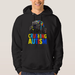 Monster Truck Crushing Austim  Autism Awareness Hoodie