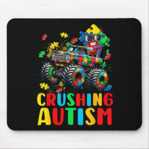 Monster Truck Crushing Austim Shirt Autism Awarene Mouse Pad