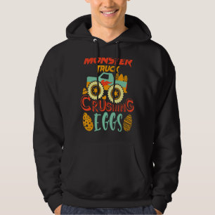 Monster Truck Crushing Eggs Retro Easter Hoodie
