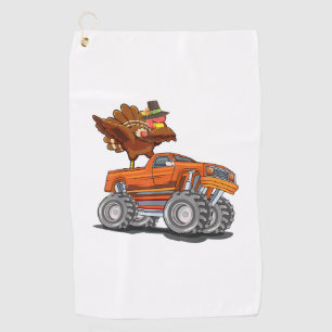 Monster Truck Dabbing Turkey Hooray Happy Thanksgi Golf Towel