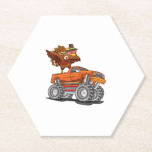 Monster Truck Dabbing Turkey Hooray Happy Thanksgi Paper Coaster