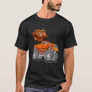 Monster Truck Dabbing Turkey Hooray Happy Thanksgi T-Shirt