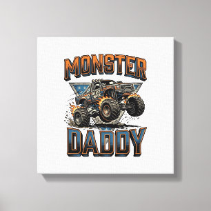 Monster Truck Daddy Vintage Engraving Shirt Design Canvas Print