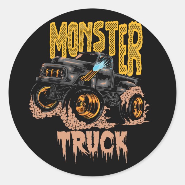 monster truck design classic round sticker (Front)