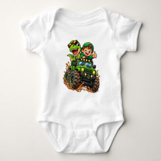 Monster Truck Dino Adventure – Cute Dinosaur Baby  Bodysuit