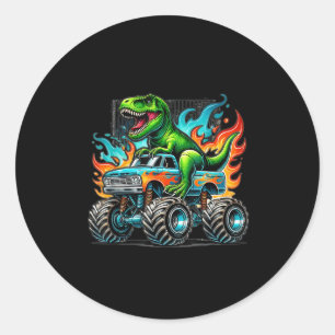 Monster Truck Dinosaur Birthday Party Monster Truc Classic Round Sticker