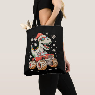 Monster Truck Dinosaur T Rex Christmas Xmas Tote Bag
