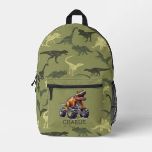 Monster Truck Dinosaur theme Printed Backpack