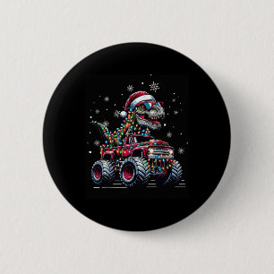Monster Truck Dinosaur Trex Christmas Boys Kids 2 Inch Round Button