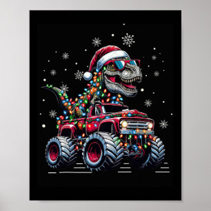Monster Truck Dinosaur Trex Christmas Boys Kids  Poster