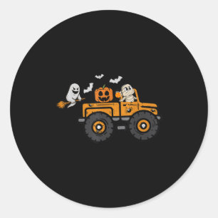 Monster Truck Ghost Pumpkin Halloween Costume Boy Classic Round Sticker