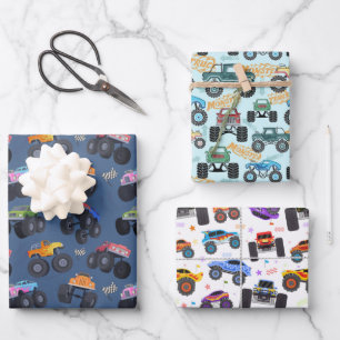Monster Truck Gift Wrap, Big Wheels Wrapping Paper
