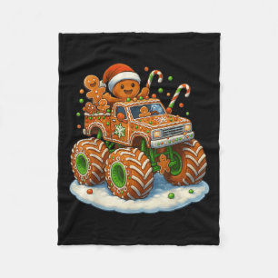 Monster Truck Gingerbread Funny Santa Hat Christma Fleece Blanket