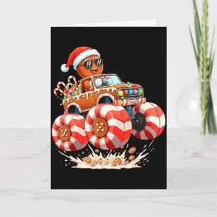 Monster Truck Gingerbread Man Christmas  Card
