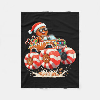Monster Truck Gingerbread Man Christmas  Fleece Blanket