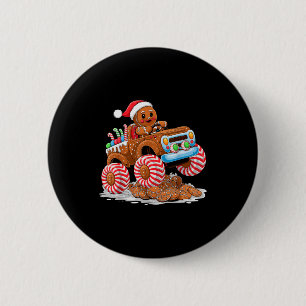 Monster Truck Gingerbread Man Funny Christmas Baki 2 Inch Round Button
