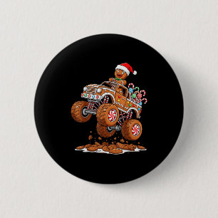 Monster Truck Gingerbread Man Funny Christmas Baki 2 Inch Round Button