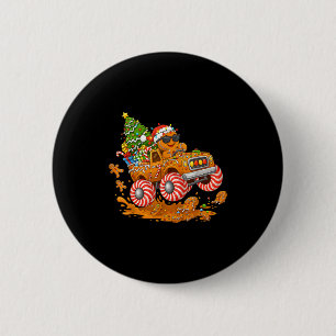 Monster Truck Gingerbread Man Funny Christmas Baki 2 Inch Round Button