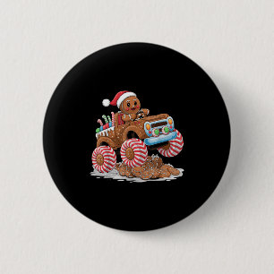 Monster Truck Gingerbread Man Funny Christmas Baki 2 Inch Round Button