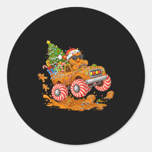 Monster Truck Gingerbread Man Funny Christmas Baki Classic Round Sticker