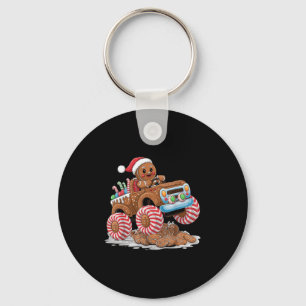 Monster Truck Gingerbread Man Funny Christmas Baki Keychain