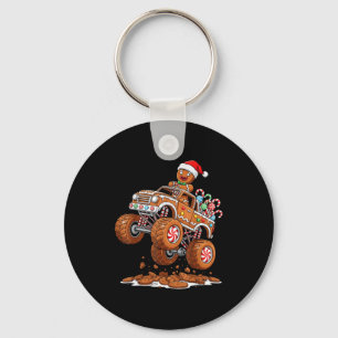 Monster Truck Gingerbread Man Funny Christmas Baki Keychain