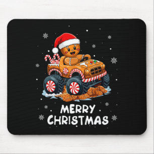 Monster Truck Gingerbread Man Funny Merry Christma Mouse Pad