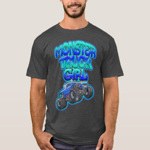 Monster Truck Girl Cool Blue Graffiti Style Funny T-Shirt
