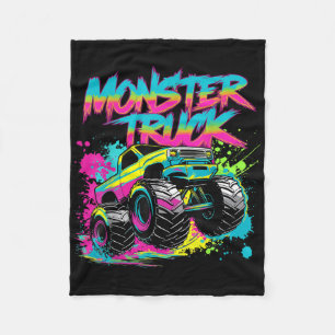 Monster Truck Graffiti Art Colourful  Fleece Blanket