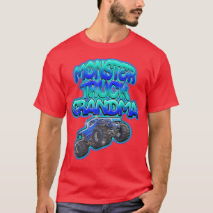 Monster Truck Grandma Cool Blue Graffiti Style  T-Shirt