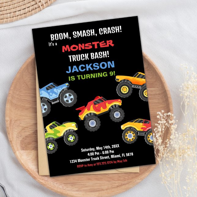 Monster Truck Invitations Anniversaire Camions (Monster Truck Birthday Invitations Trucks)
