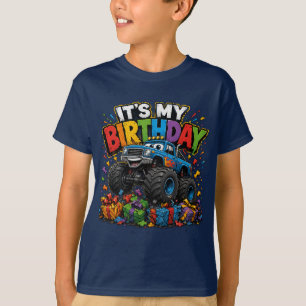 Monster Truck Its My Birthday Kids Boys T-Shirt