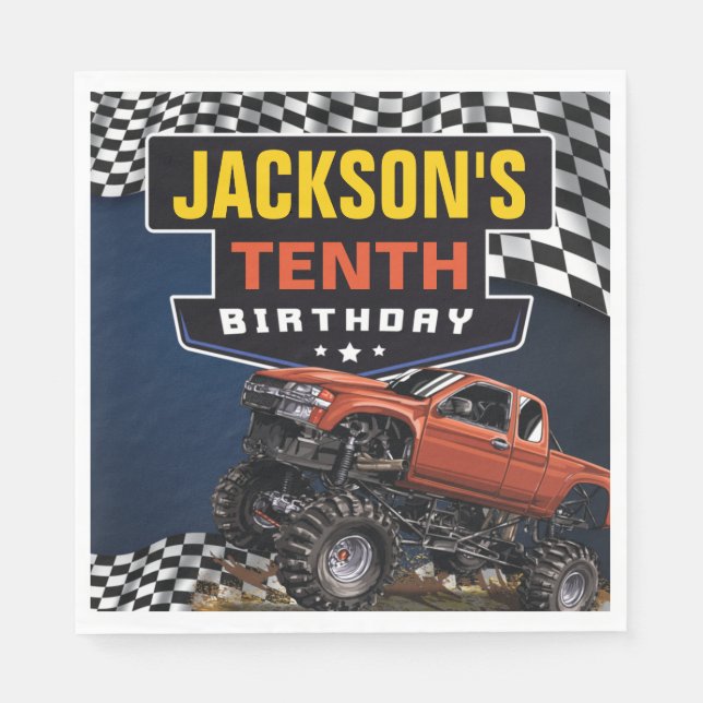 Monster Truck Jam Birthday Party, Any Age Napkin (Front)