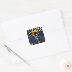 Monster Truck Jam Birthday Party, Any Age Square Sticker