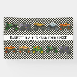 Monster Truck Jam Rally Birthday Vinyl Banner