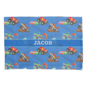 Monster Truck Jam Watercolor Cars Kids Pillowcase