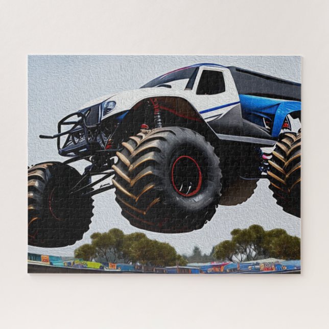 Monster Truck Jump Oil Paint, Jigsaw Puzzle (Horizontal)