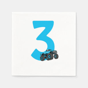 Monster Truck Kids Birthday 3 Years Old Napkin