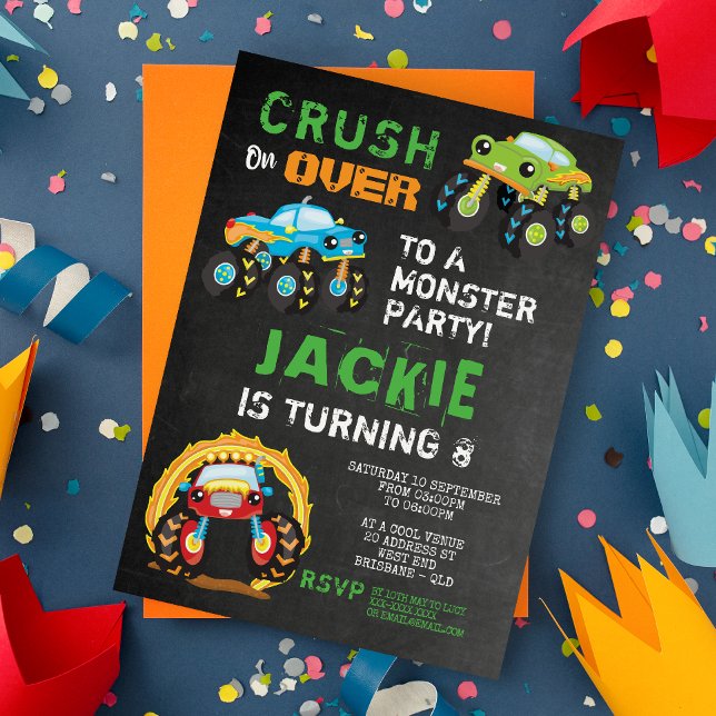 Monster Truck Kids Birthday Party Invitation (Creator Uploaded)