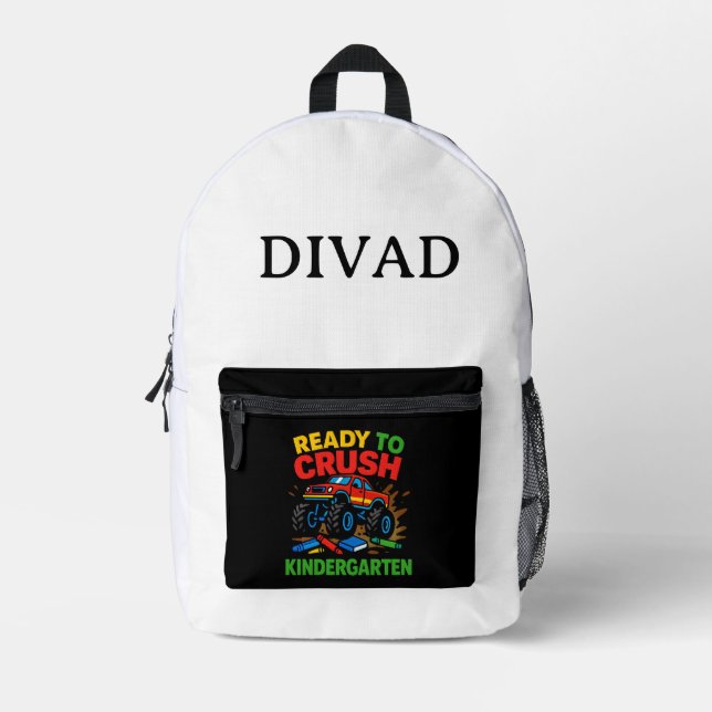 Monster Truck Kindergarten Start  Printed Backpack (Front)